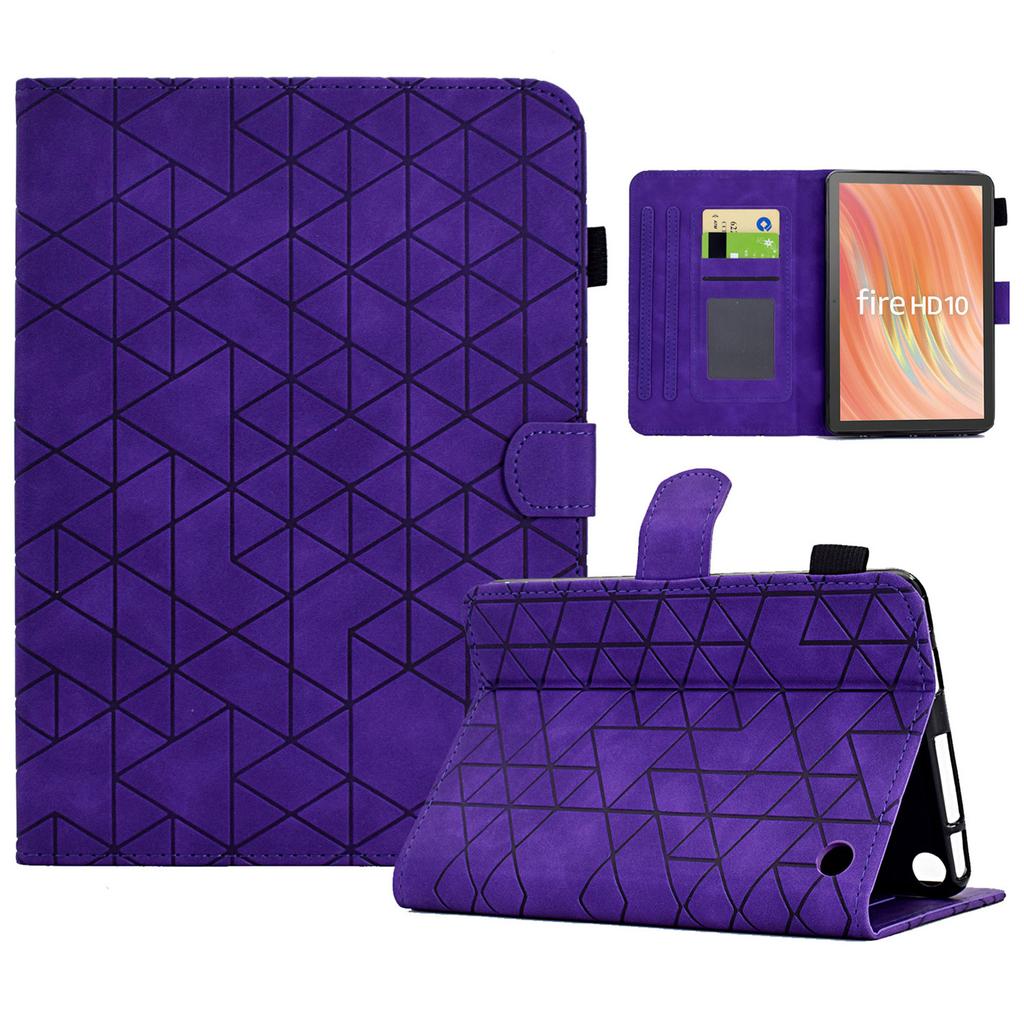 A9 For Amazon Fire HD 10 (2023) Case Card Slots Stand Rhombus Leather Tablet Cover
