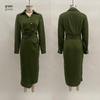 2025 Autumn Slim Fit Long Sleeve Dress: Elegant Women's Shirt Collar Long Skirt