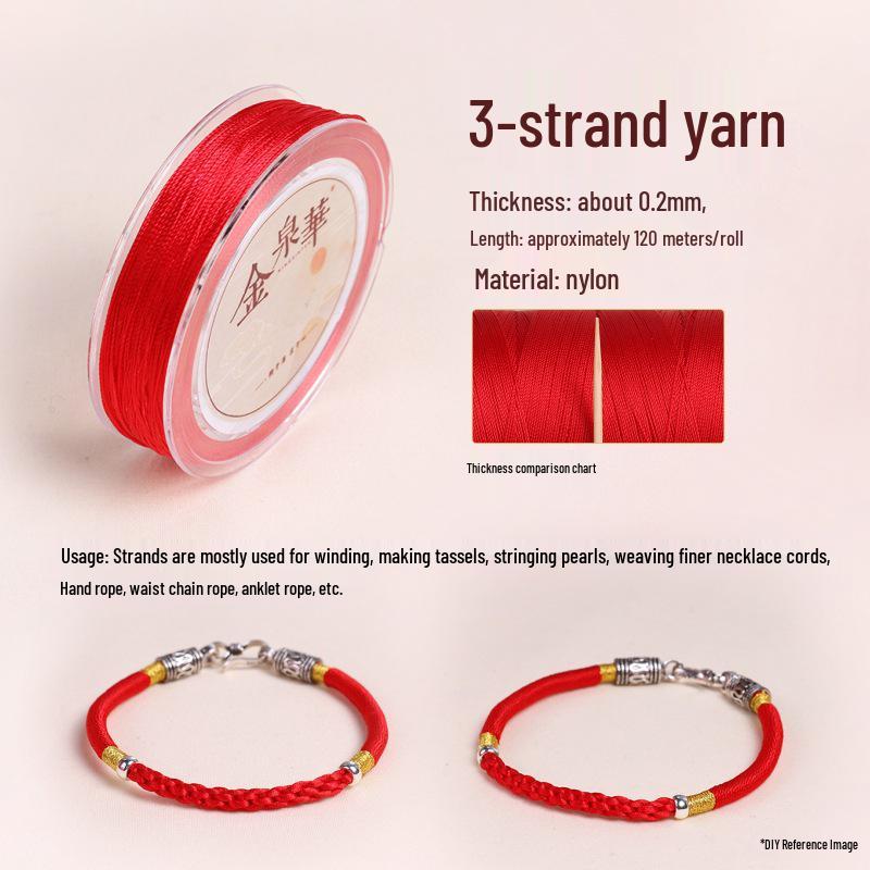 Handmade Red String Woven Bracelet: Jade Thread Braided DIY Material