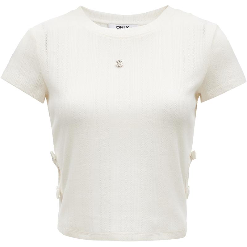 ONLY Women s 2025 Spring Bowknot Short-Sleeved T-Shirt XS