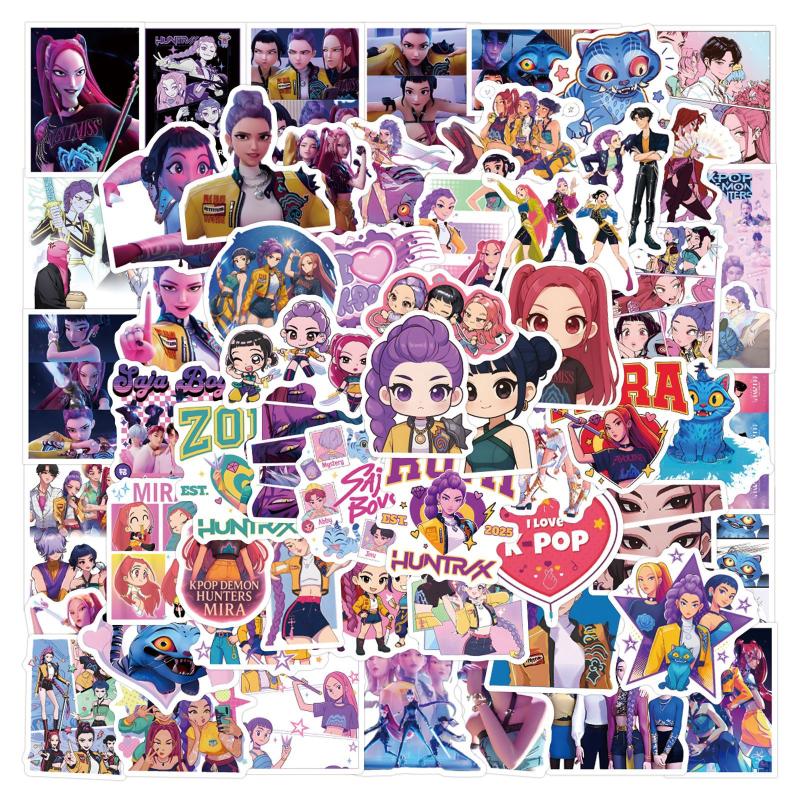 110Pcs Cartoon Anime Kpop Demon Hunters Stickers Diy Scrapbooking Phone Luggage Skateboard Decal Waterproof Decoration Sticker