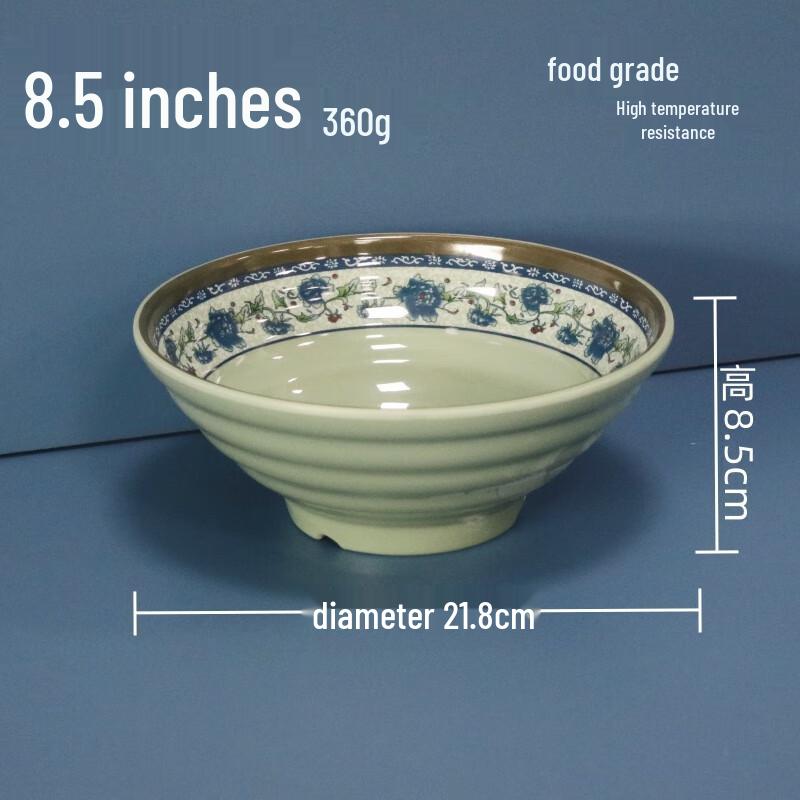 LIJIA FITMENT Melamine Blue & White Floral Noodle Bowl (10-Pack)
