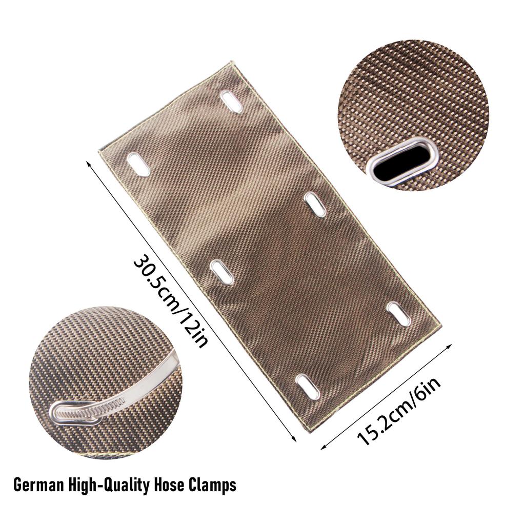 Titanium Pipe Shield Two-layer Material Design 6" x 12" Exhaust Heat Shield