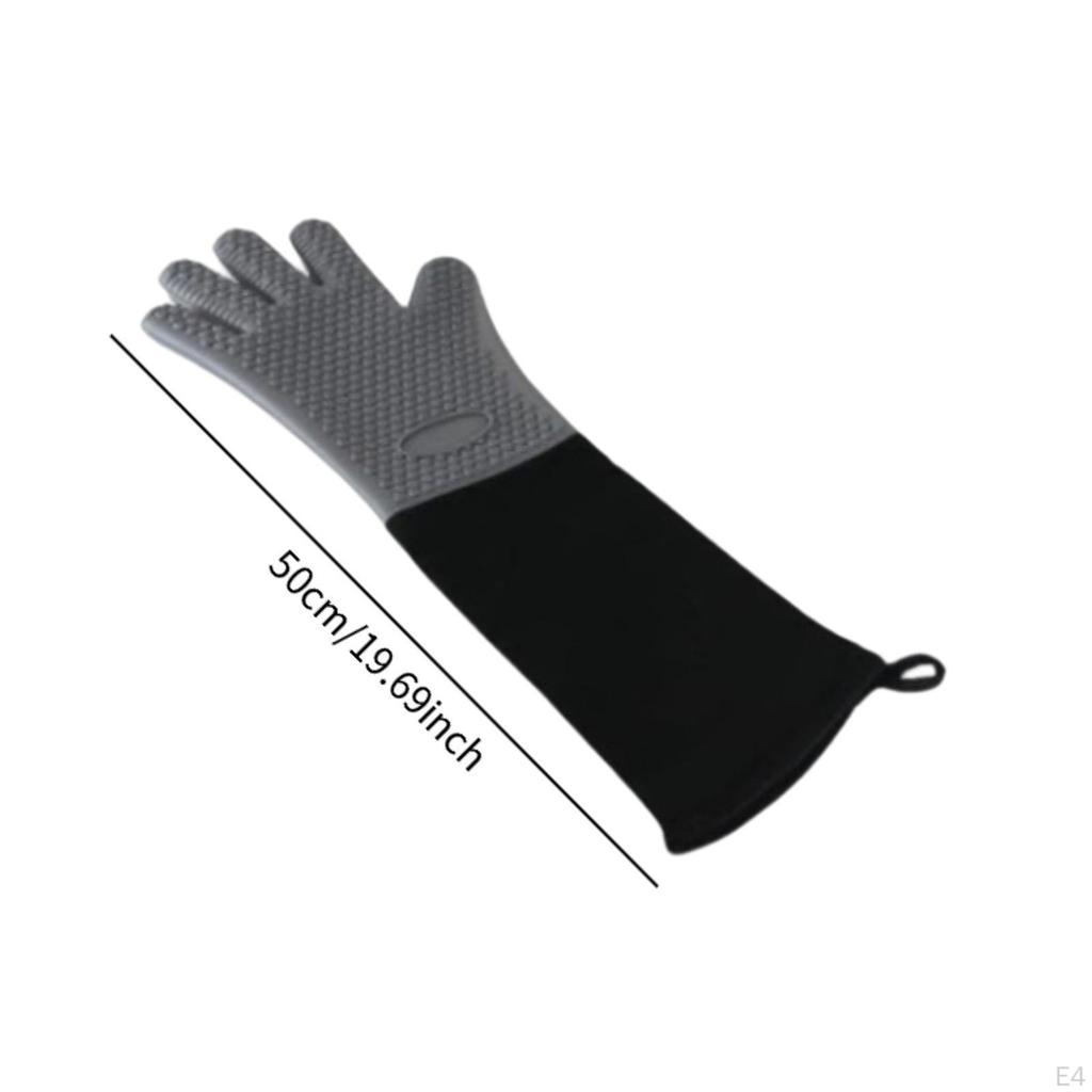 , Nonslip Silicone Kitchen Gloves with Thermal Insulation for Professional Barbecues
