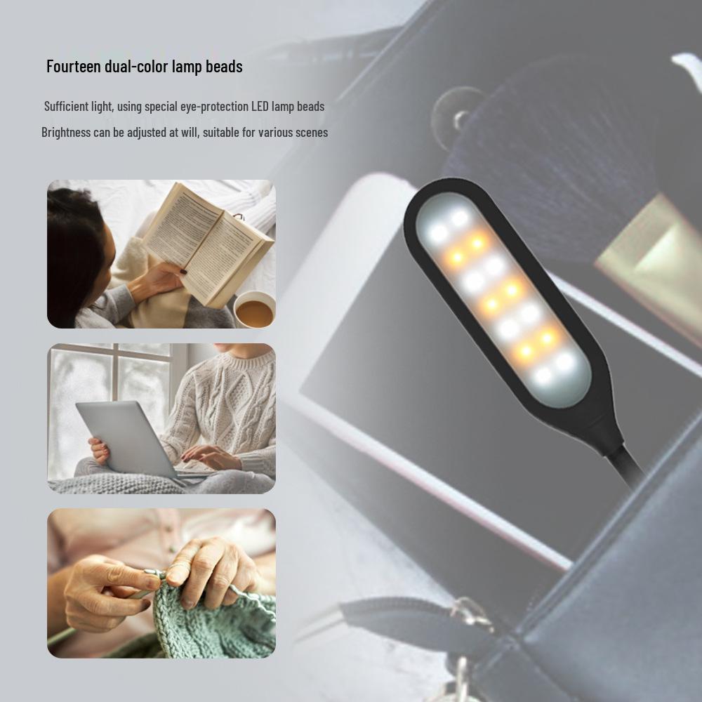 USB Rechargeable LED Clip-On Desk Lamp - Eye Protection Book Light for Dorms