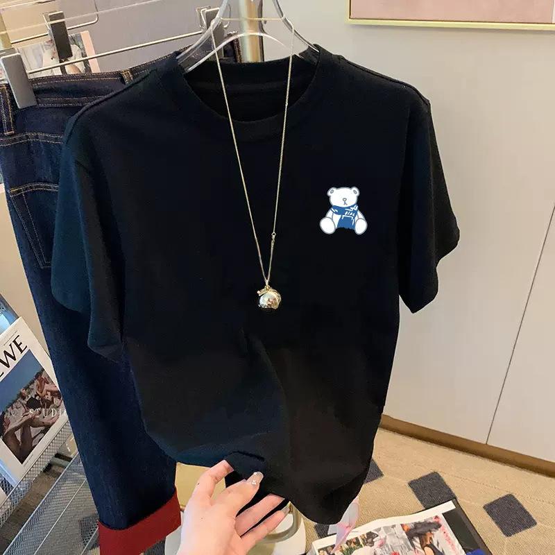 

Летняя футболка с короткими рукавами из чистого хлопка с открытыми плечами для женщин, модная, универсальная, стильная, уменьшающая возраст, утягивающая футболки для женщин XXXL