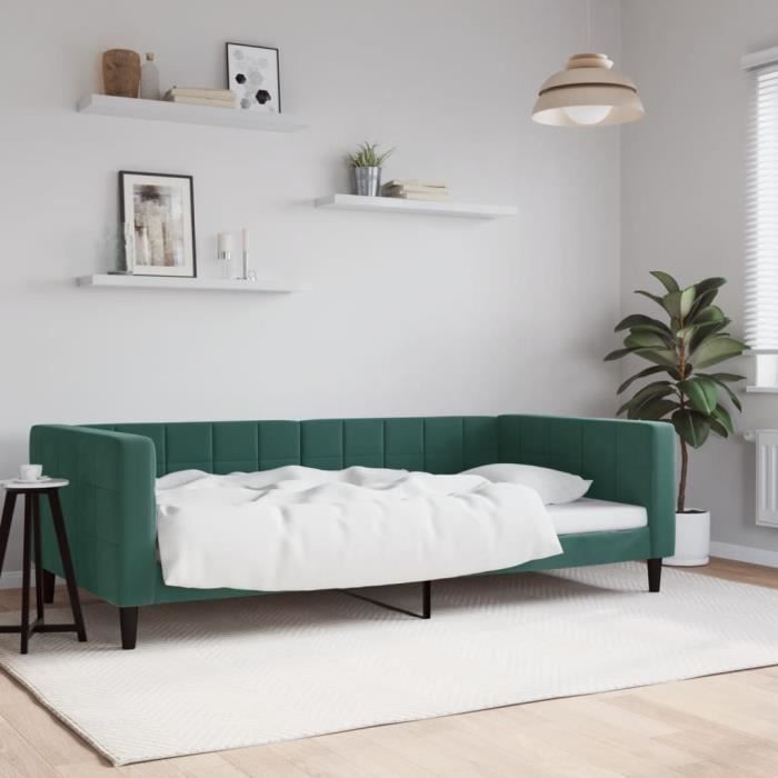 VidaXL Daybed Dark Green 100x200 Cm Velvet 354017