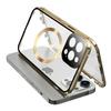 Buckle Lock Phone Cover for iPhone 15 Plus Magnetic Metal Frame+Dual-Sided Tempered Glass Case Compatible with MagSafe