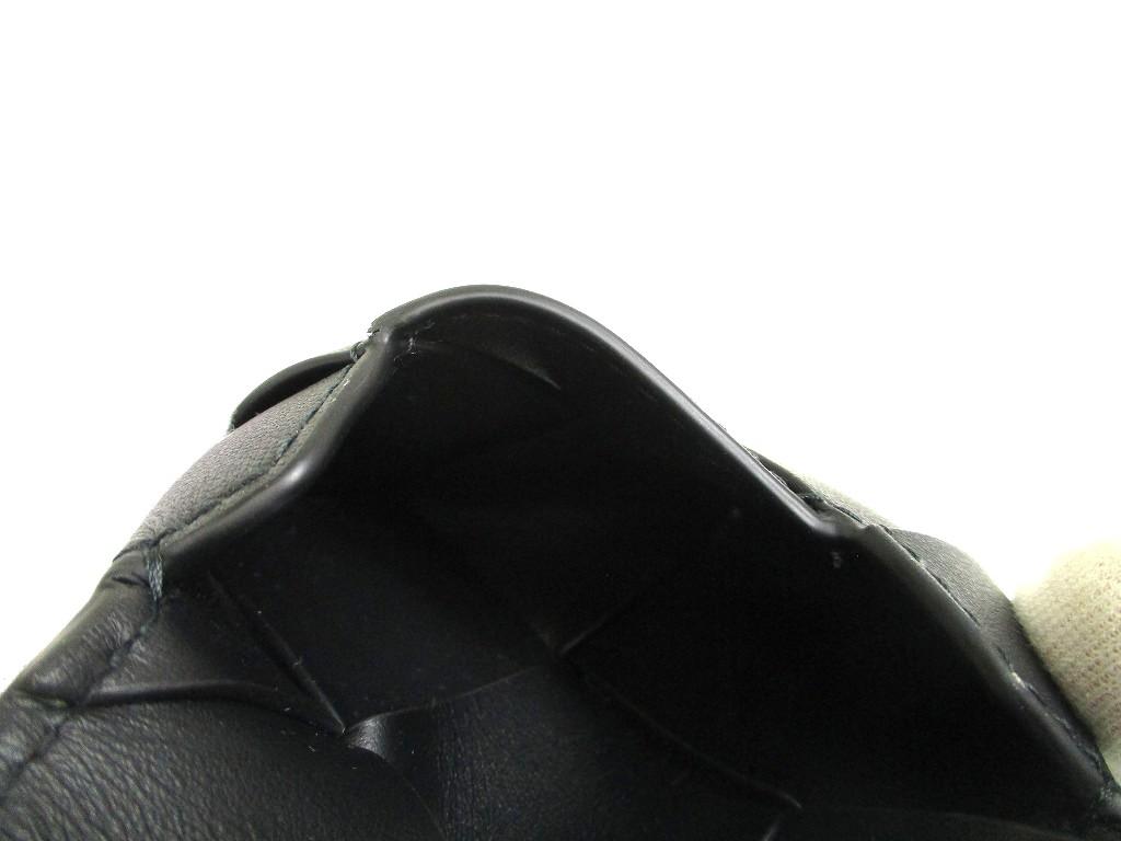Authentic BOTTEGA VENETA Intrecciato Diago Black Leather Coin Purse Credit Card Holder #b067  Seller Refurbished