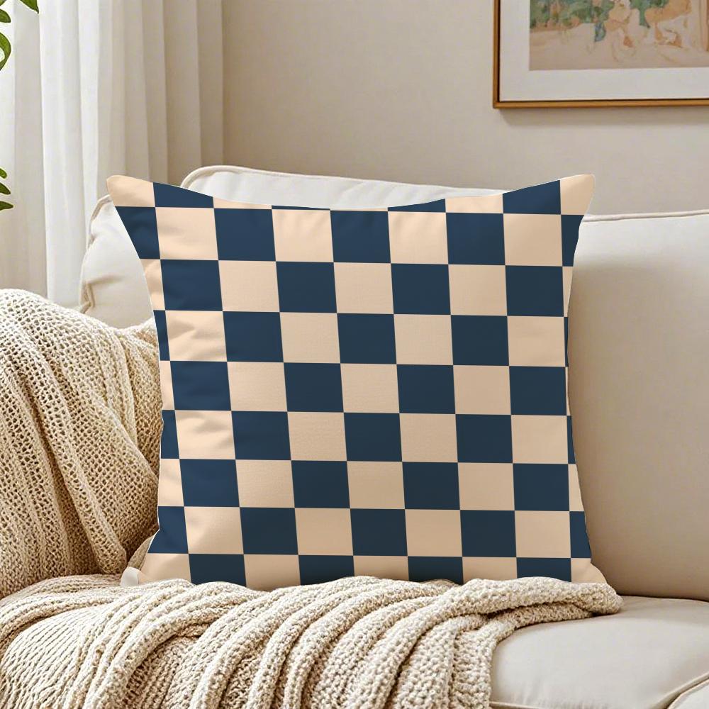 Fashion Checkerboard Plaid Classic Trendy Textile Cushion Cover Pillowcase Antidustmite Living Room Sofa Decor Cushion Room