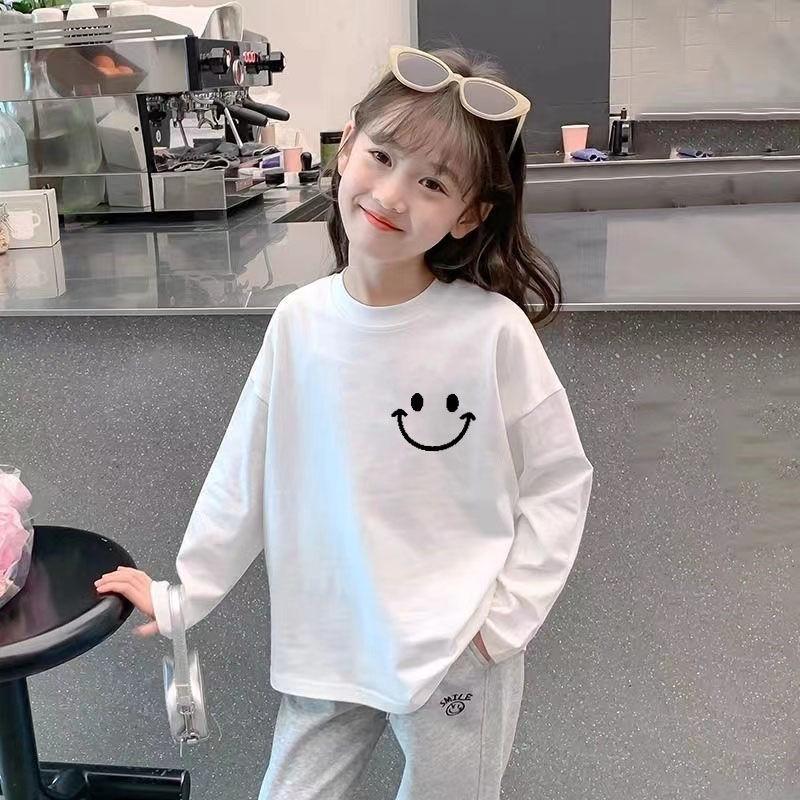 Girls' 100% Cotton Long Sleeve Stylish Base Layer T-shirt - Breathable Spring/Autumn 2024