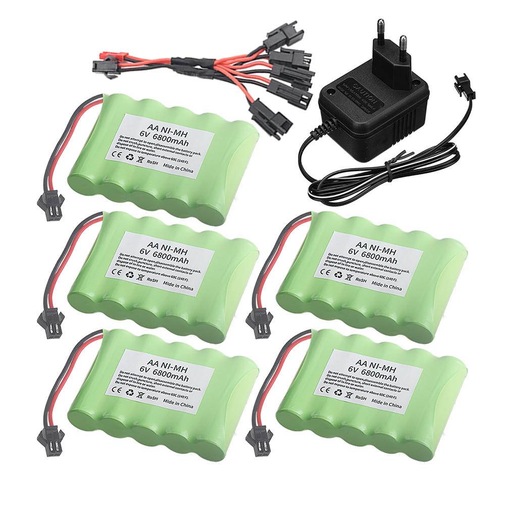 (SM PLUG) 6V 6800mAh NiMH Battery with USB Charger For Rc Toys Cars Tank Truck Robot Boats AA Ni-MH 6v Rechargeable Battery Pack