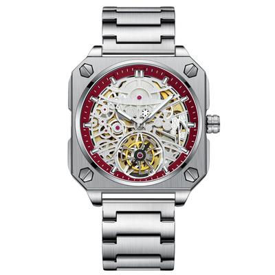 RORIOS Automatische Mechanische Armbanduhr mit Leuchtzeigern Wasserdicht für den täglichen Gebrauch Perfekt für die Arbeit oder Stilvoll und Schlicht Perfekt für Weihnachten Rot Herren