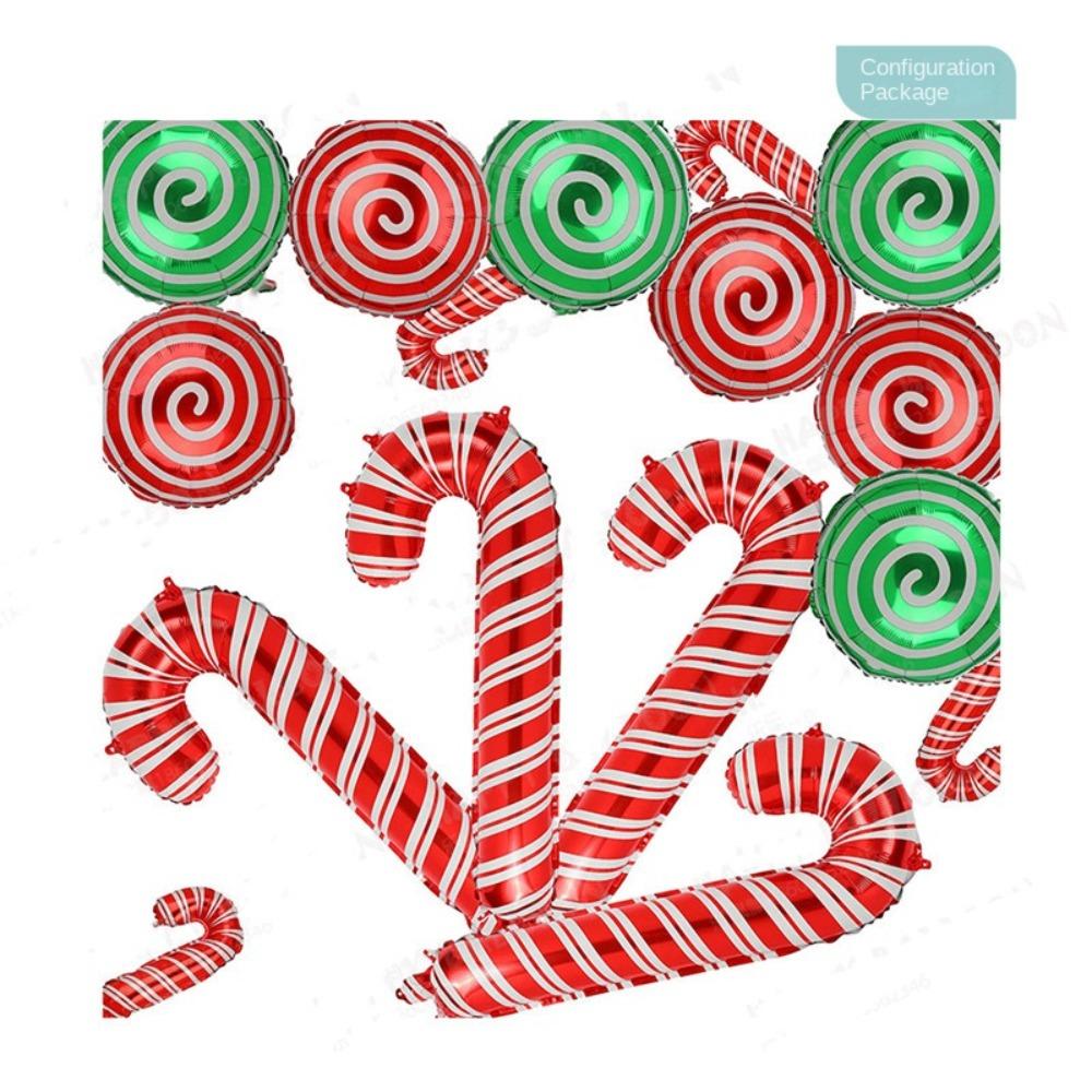 Aluminum Foil Christmas Candy Balloons Kit Large Home Decor Sweet Candy Themed Balloons Set Red/Green Lovely