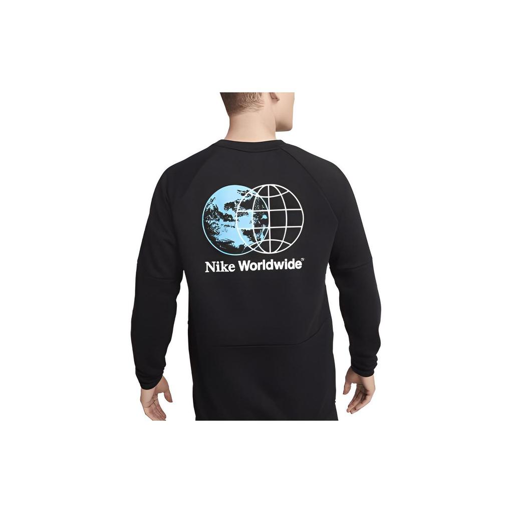 Nike Dri FIT Logo Print Relaxed Sweatshirt Men Tops Black DV9827-010
