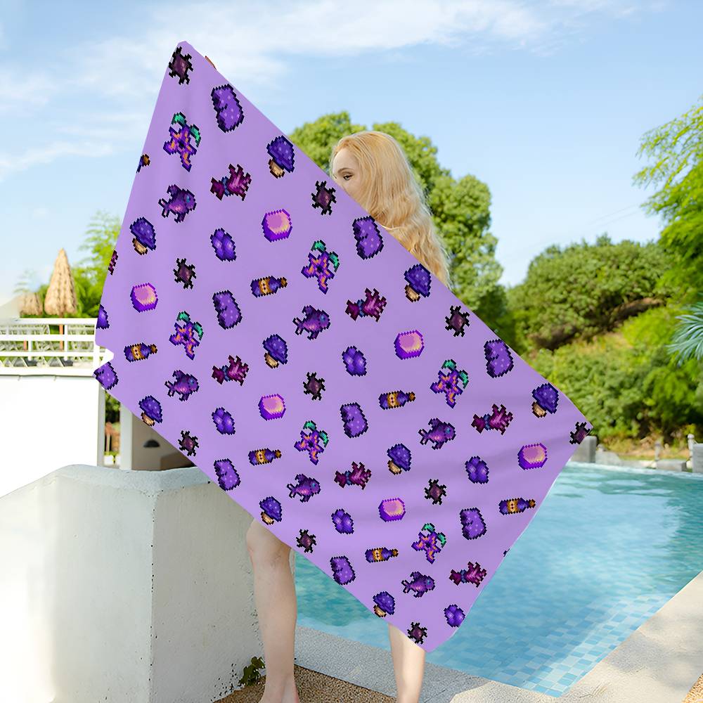 Farming Game S-Stardew V-Valley Beach Towel Colorful Bath Towels for Girl Microfiber Quick Dry Custom Sand Free Beach Yoga Spa