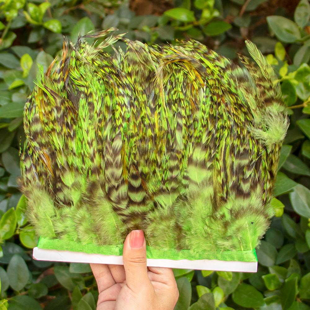 

Colored Rooster Feather Trim Natural Pheasant Plumes Fringe Ribbon for Craft DIY Sewing Clothing Rooster Tail Decoration 4-6inch 2 Meter зелений