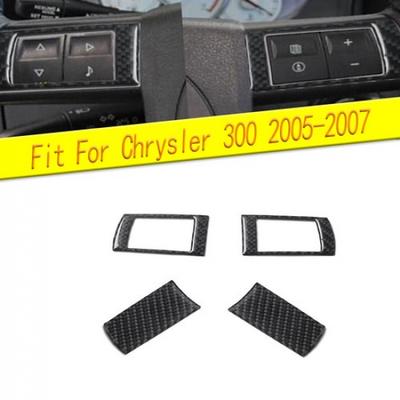 Auto 4Pc For Chrysler 300 2005-07 Carbon Fiber Steering Wheel Button Panel Cover