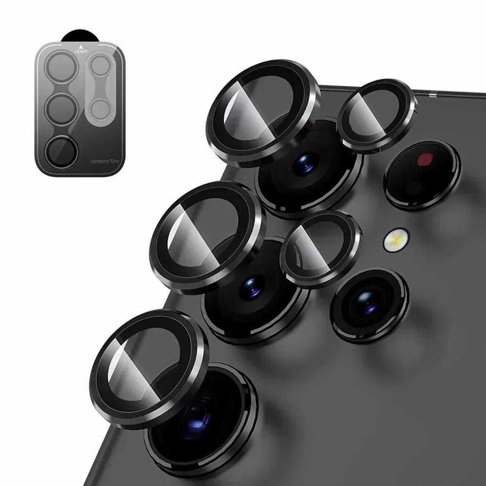 Glitter Camera Lens Protector Film For Samsung Galaxy S23 S24 S25 S26 Ultra Plus Full Cover Metal Ring Glass Lens Film