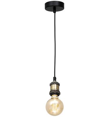 Industrial Black Pendant Lamp with Brass Element 1xE27 60W EDISON Milagro