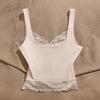 Solid Color Girl's Vest Top Sleeveless Spaghetti Y2k Top Fashion Lace Sling Tank  Summer