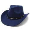European and American Style Men and Women Couples Western Cowboy Hat Woolen Wide Brim Party Performance Hat Black Rivet Decorative Top Hat