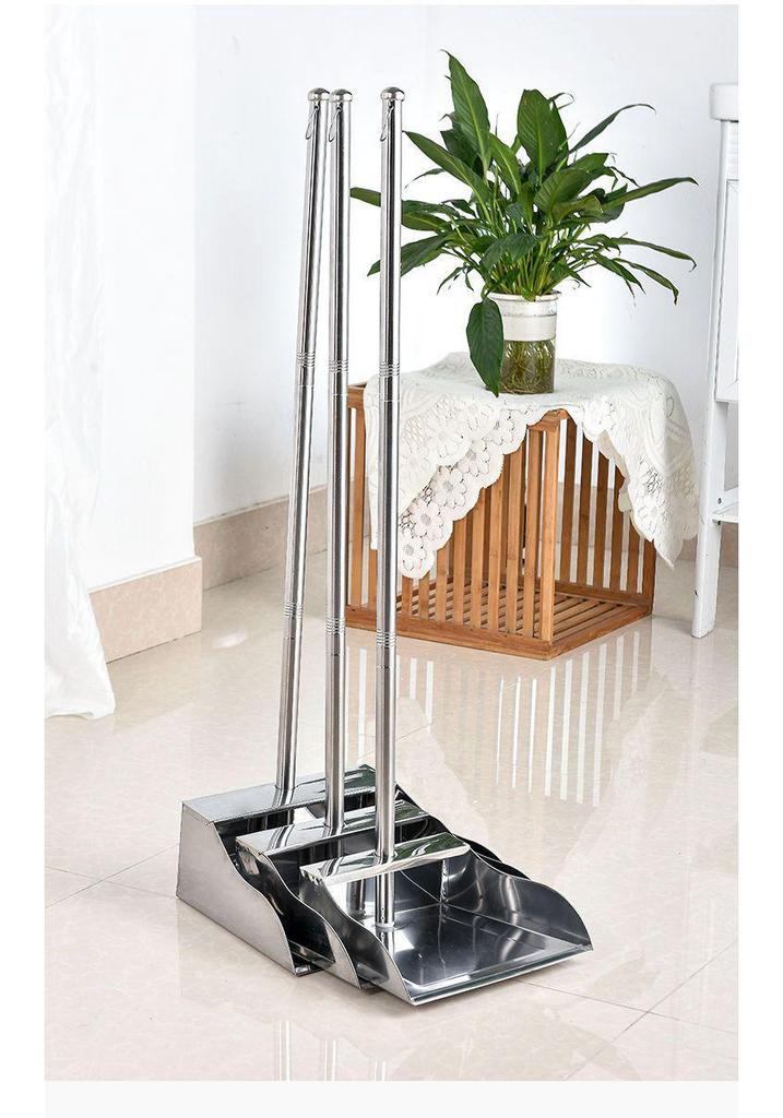 Stainless Steel Extra Thick Dustpan & Broom Set for Household Use