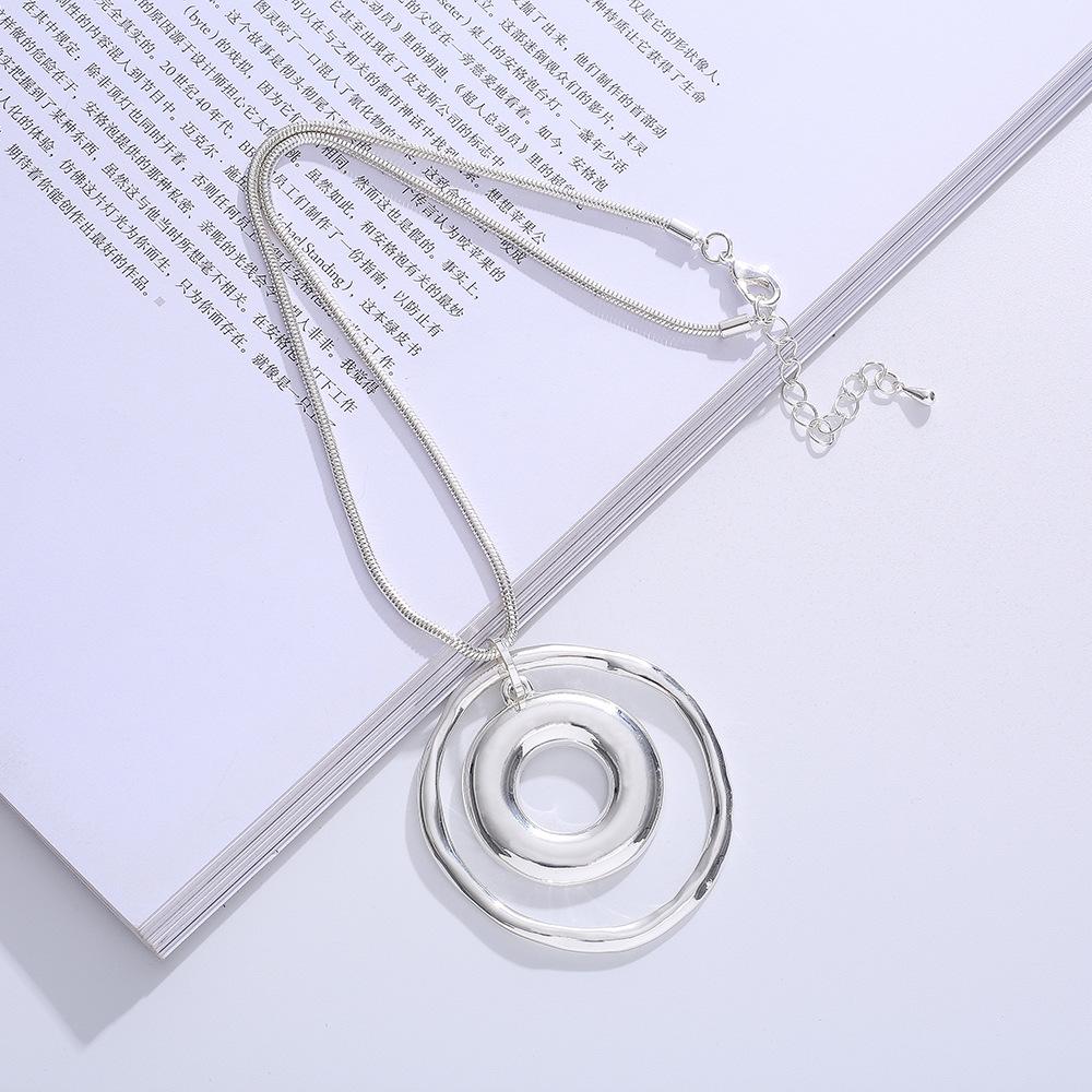 Popular Necklace Geometric Double Ring Short Pendant Sweater Chain Environmentally Friendly