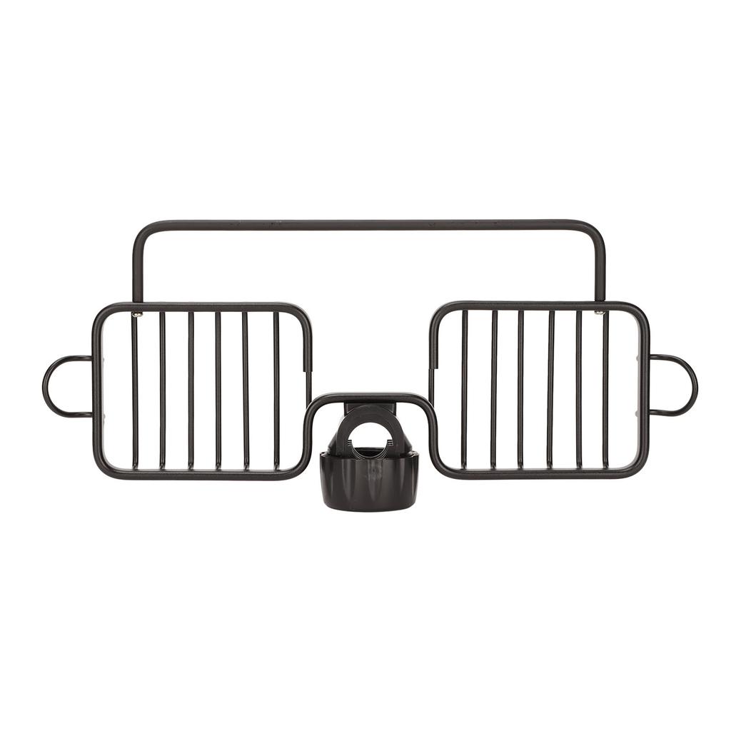 Armatur Ablageregal Aluminium Kunststoff Zwei Behälter mit Handtuchstange für Schwamm Lappen Küche Badezimmer Schwarz