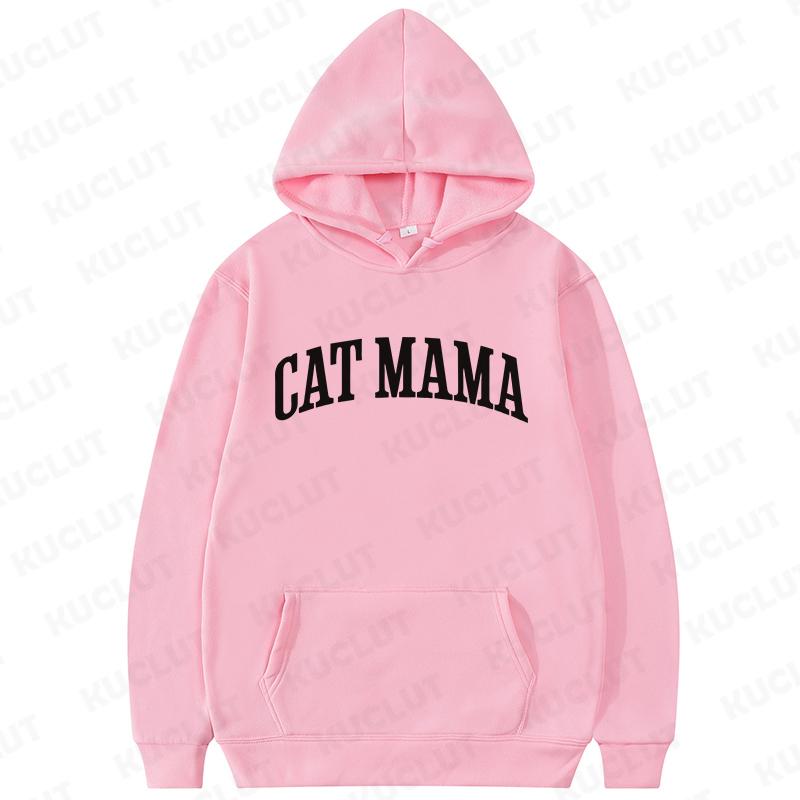 Cat Mama Print Hoodies Fashion Casual Long Sleeve Sweatshirts for Autumn Winter Clothing Mom Sportwear Fashion Women Clothes