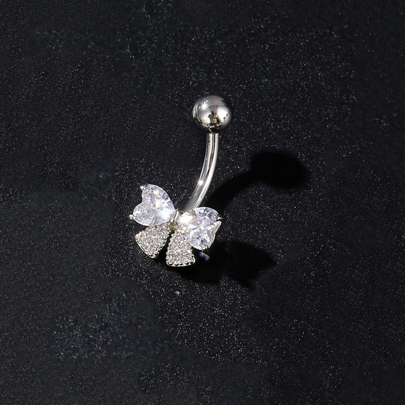 Stainless Steel Butterfly Flower Belly Button Ring Navel Piercing Ring For Women Girls Sexy Belly Piercing Ring Body Jewelry