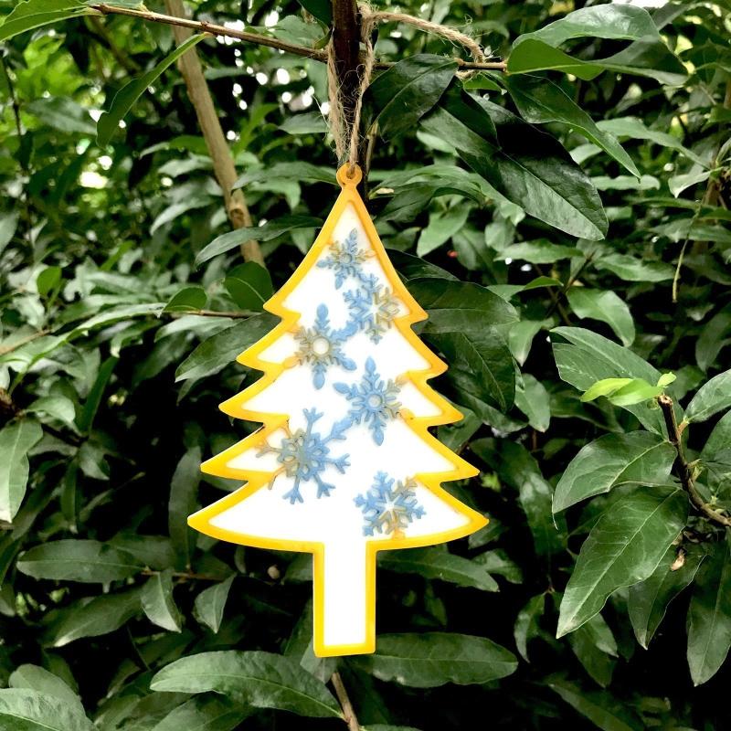Shiny Glossy Christmas Tree Snowflake Ornaments Silicone Epoxy Resin Mold DIY Keychain Pendant for Valentine Gift