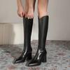 New Knee High Mid Heels Fashion Chelsea Boots Women Shoes Winter High Boots Chunky Goth Knight Boots Mujer