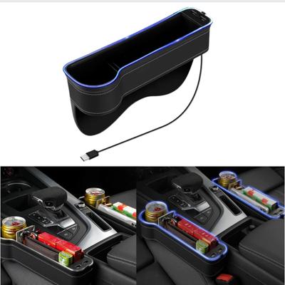 EXCEREY Autositz-Lücken-Tasche mit USB Autositz-Lücken-Aufbewahrung Auto-Konsolen-Aufbewahrung Seitenaufbewahrung Autositzseite Schwarz Beifahrersitz Organizer Aufladen,
