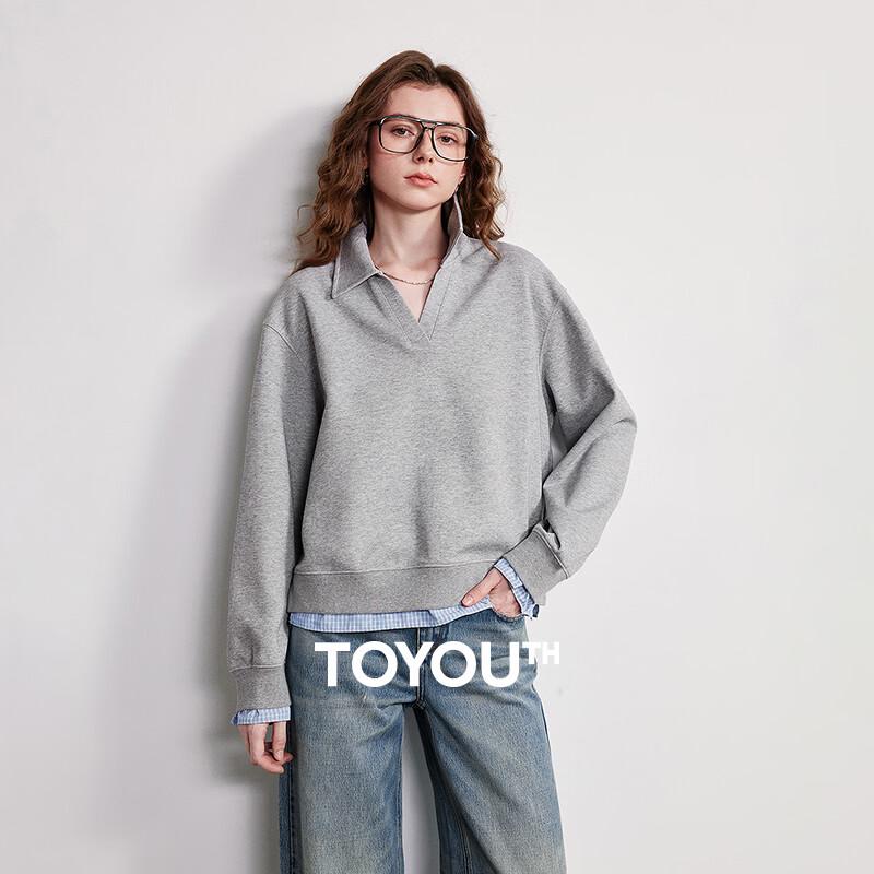 Chuyu Women s Heather Grey Patchwork Plaid Sweatshirt S