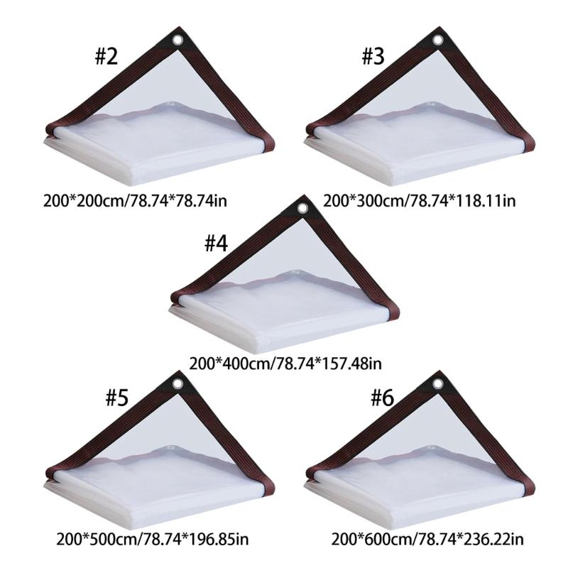 50cm Spaced Eyelets 0.3mm Clear Waterproof Sheet Weatherproof Sunshades Cloth For Gardening Camping And Patios Shelter