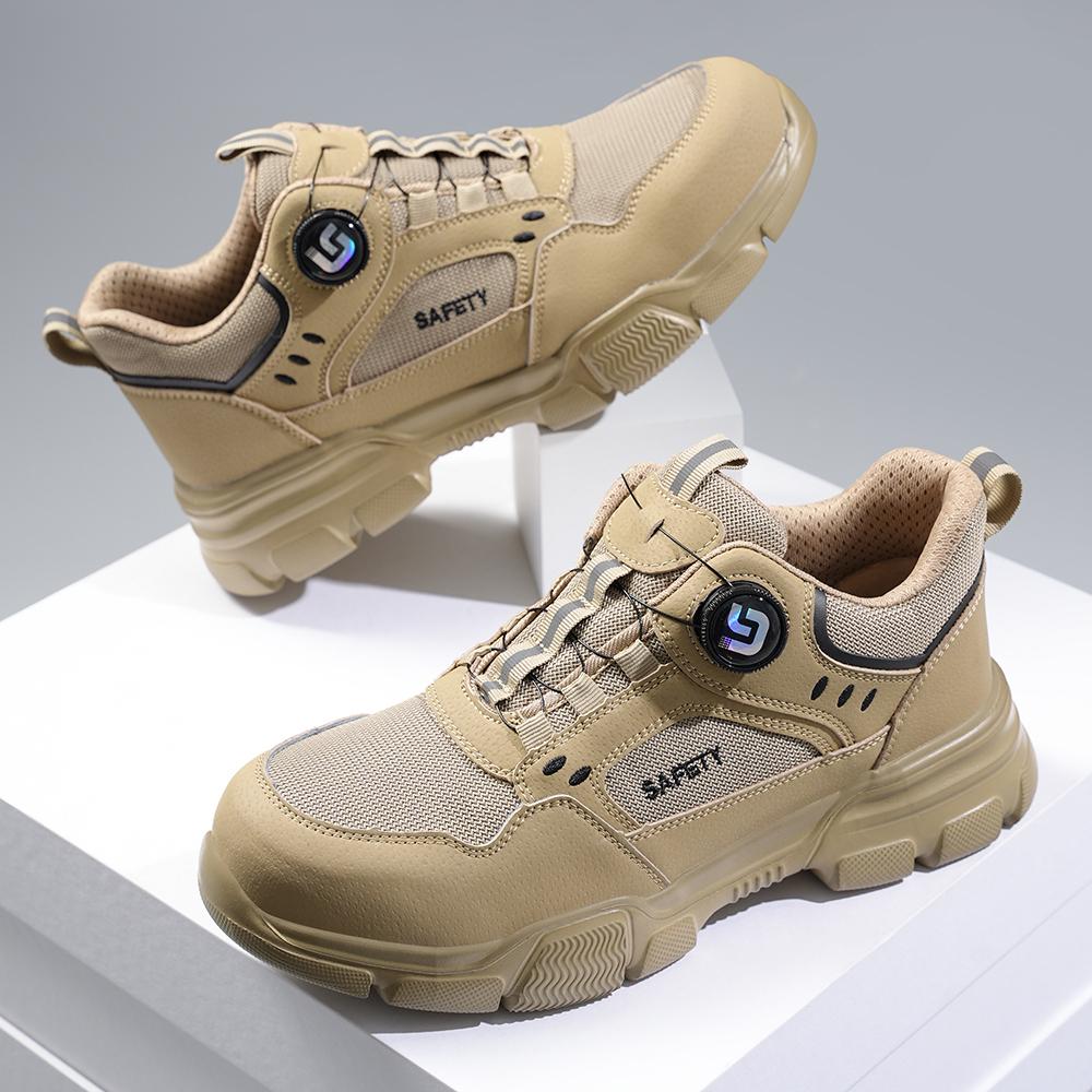 New Rotating Button Men Boots Anti-smash Anti Puncture Safety Shoes Men Work Boots Steel Toe Shoes Security Indestructible Shoes