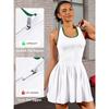 Charmleaks Damen Tennis Kleid mit integriertem BH und Shorts Reißverschluss vorne Plissiertes Sportkleid Nahtloses Golfkleid