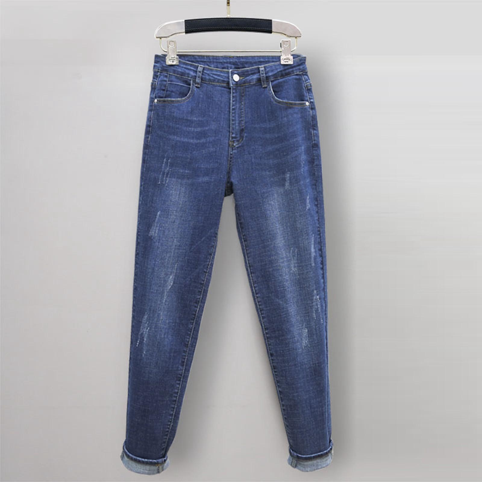 

Женские брюки большого размера, эластичные джинсы, свободные полуэластичные брюки XL