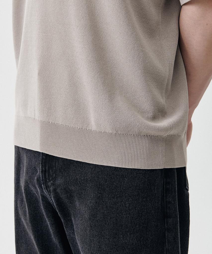 Musinsa Standard Cool Touch Slit Neck Knitted Polo Shirt [Mushroom]