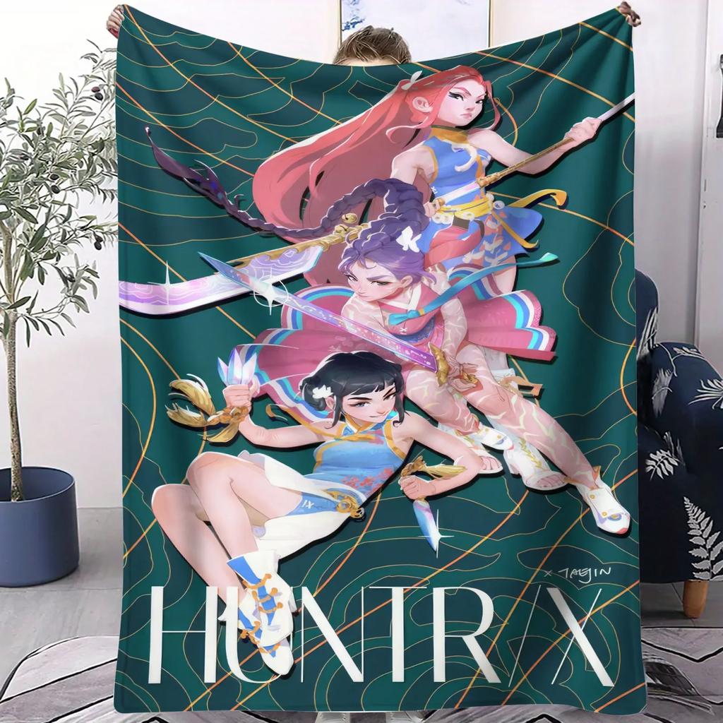K Pop Saja Boys Cute Chibi Blanket Soft Warm Flannel Throw Anime Fan Gift for Travel Camping Sofa Bed Cover Living Room Decor