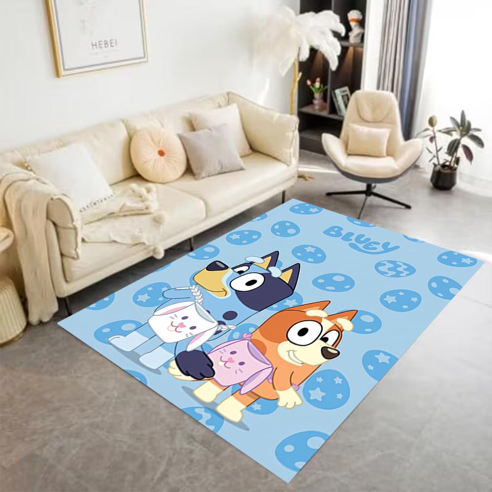 Bluey Friends Adventure Area Rug Perfect for Dormitory Foyer Study room Game Room Anti-slip Rug Anime Office Decor Perfect Birthday/Christmas Gift Ide