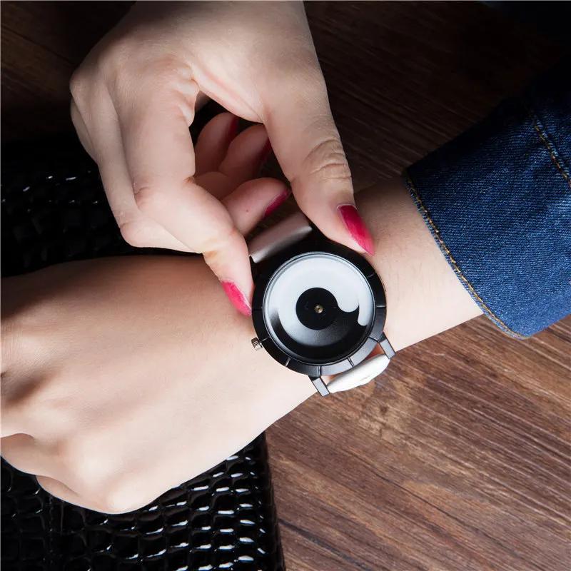 New Creative Rotation Men Watches  Leather Strap Quartz Watches Men Sports Watches Fashion Male Watch Relogio Masculino