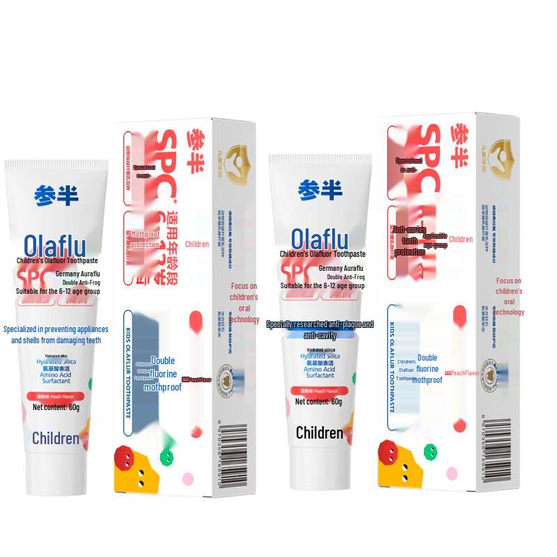 Semi-Half Children s Peach Flavored Olaflur Toothpaste