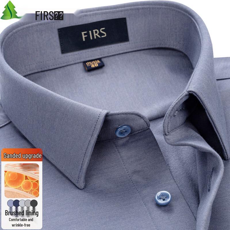 Мужская повседневная деловая рубашка FIRS с длинным рукавом, из эластичной ткани, с начесом, не требующая глажки 41