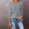 Women's  Loose Round Neck Long Sleeve Hollow Back Top