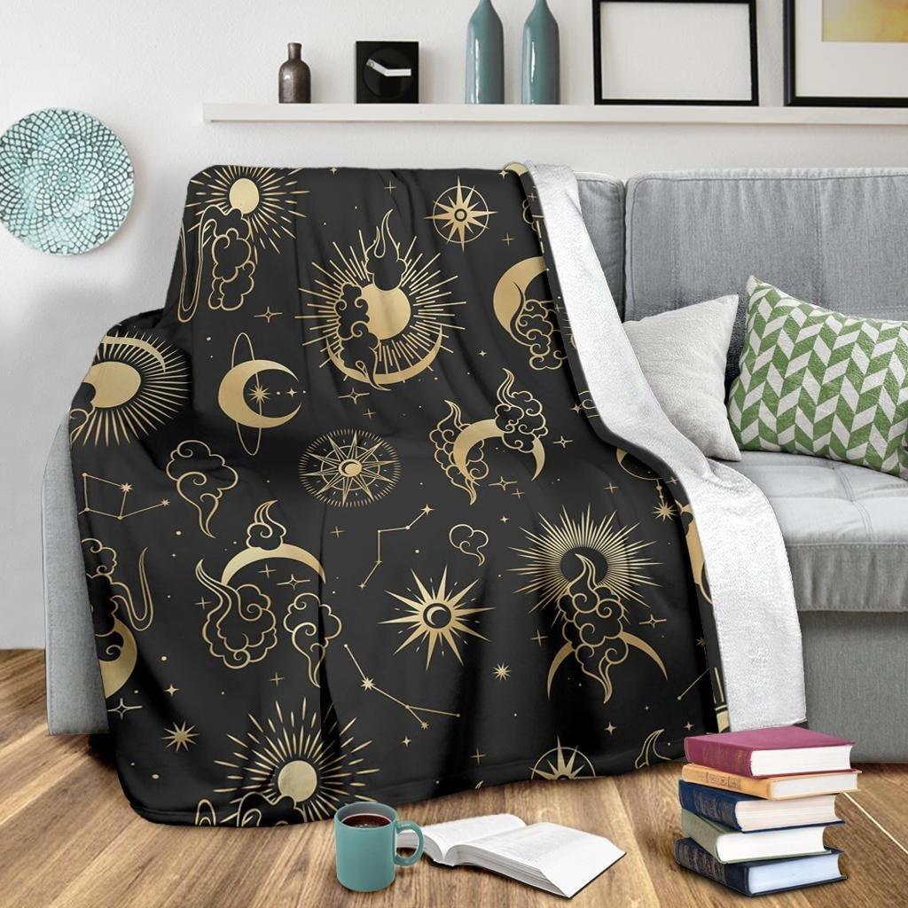 Sun And Moon Bohemian 3D Printed Blanket Flannel Blanket Throw Blanket Soft Sofa Kids Blanket