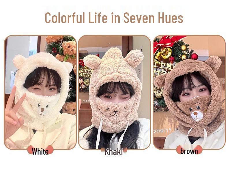 

Ограниченное время! Милый комплект маски-шапки и шарфа с медведем - Зимнее тепло для вашей шеи и лица