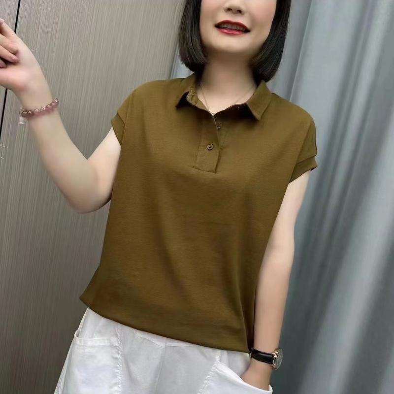 

Женская черная майка-поло без рукавов, повседневная, свободного кроя, с воротником, легкий летний топ M имбирный