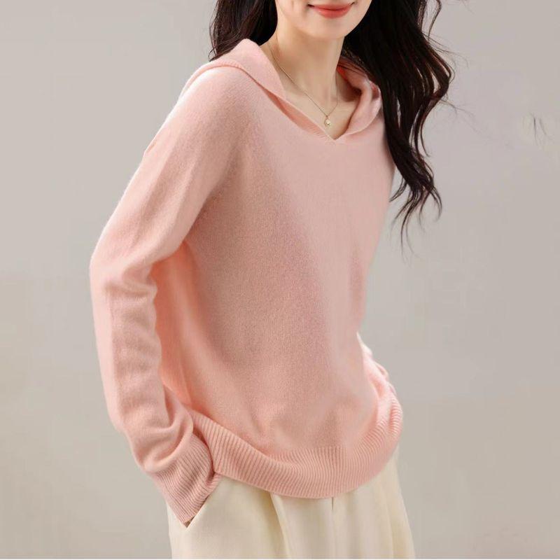 

Hengyuanxiang Повседневный термо свитер с капюшоном из чистой шерсти Shallow powder L